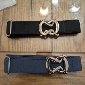 Womens Jasgood Invisible Belt Comfortable Elastic Adjustable Qty 2 Blue & Black